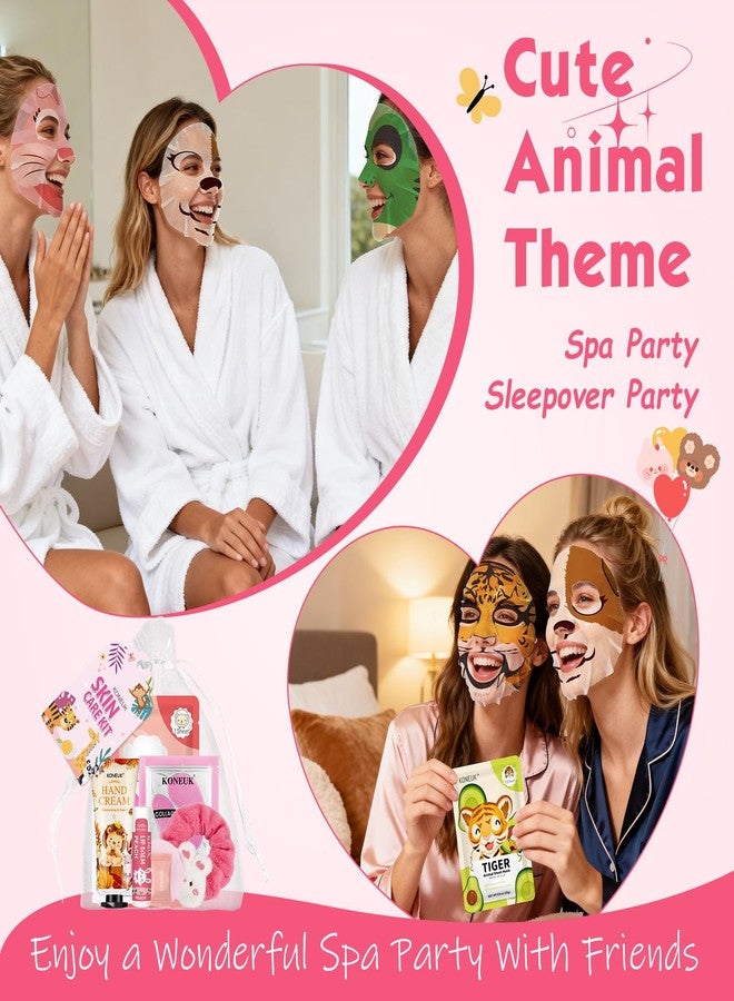 KONEUK 70PCS Animal Spa Party Supplies for Girls, Spa Party Favors Kit Include Girls Face Mask, Lip and Eye Mask Set, Lip Balm, Hand Cream and Foot Bath Bombs, Spa Birthday and Sleepover Party Supplies Gifts - Image 3