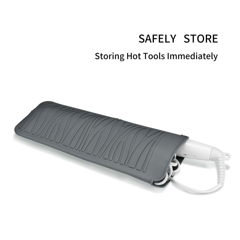 EIOKIT Silicone Heat Resistant Mat for Hair Iron, 11 x 5 inch, Grey, 1 Pack - Image 4