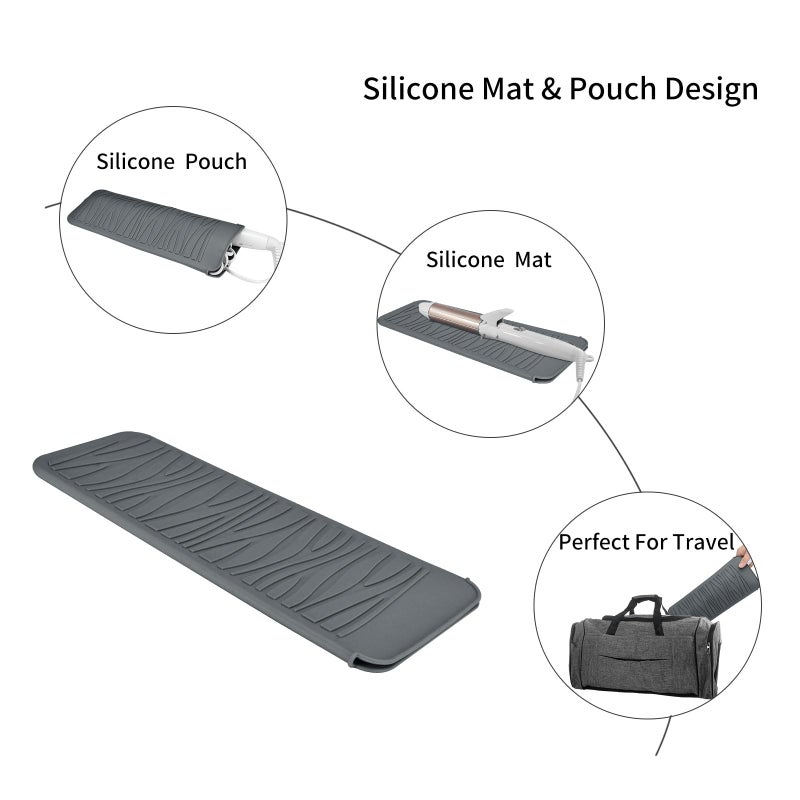 EIOKIT Silicone Heat Resistant Mat for Hair Iron, 11 x 5 inch, Grey, 1 Pack - Image 5