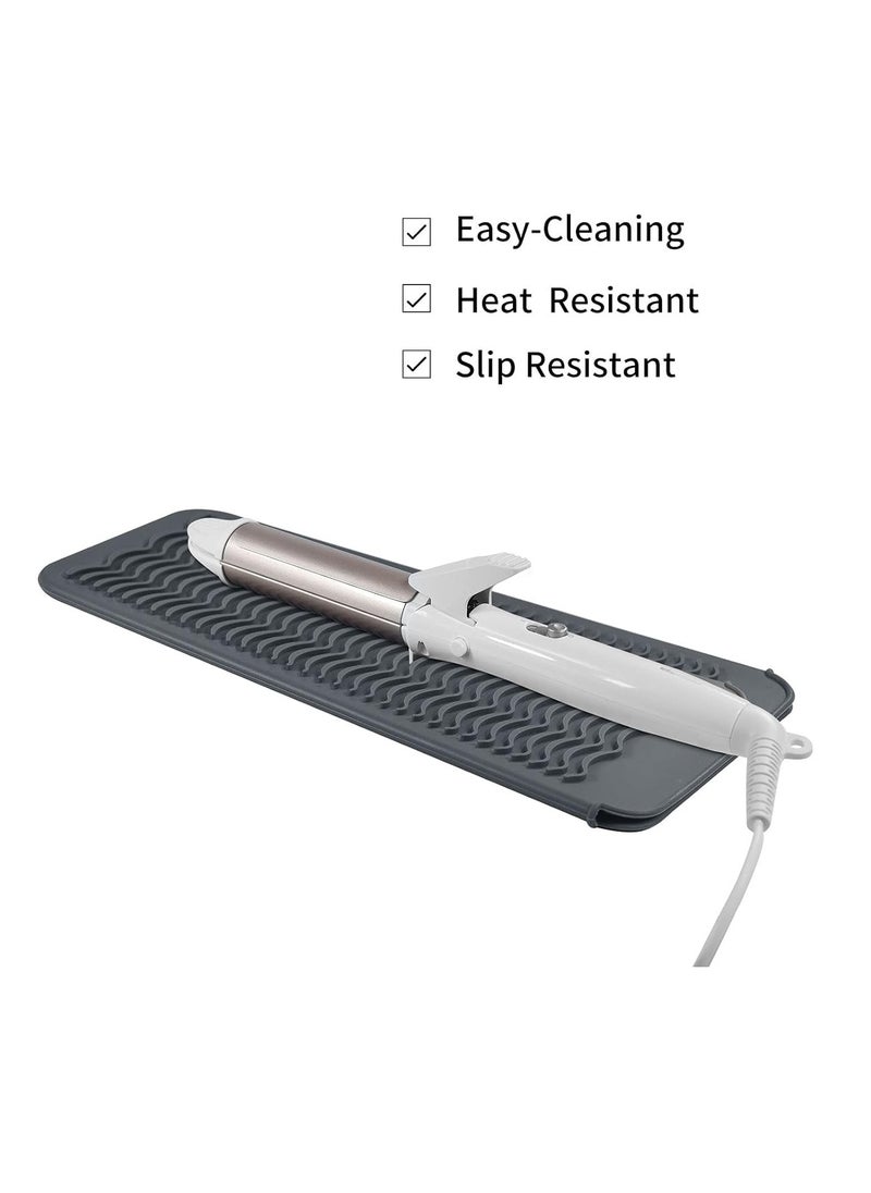 EIOKIT Silicone Heat Resistant Travel Mat Pouch for Hair Straightener,Crimping Iron,Hair Curling Iron,Hair Curling Wand,Flat Iron,Hair Waving Iron and Hot Hair Styling Tools (Grey) 1 Pack  - Image 3