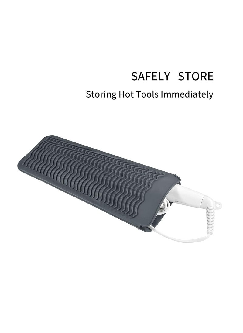 EIOKIT Silicone Heat Resistant Travel Mat Pouch for Hair Straightener,Crimping Iron,Hair Curling Iron,Hair Curling Wand,Flat Iron,Hair Waving Iron and Hot Hair Styling Tools (Grey) 1 Pack  - Image 4