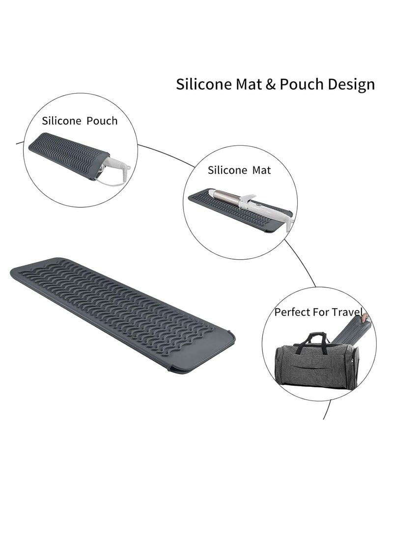 EIOKIT Silicone Heat Resistant Travel Mat Pouch for Hair Straightener,Crimping Iron,Hair Curling Iron,Hair Curling Wand,Flat Iron,Hair Waving Iron and Hot Hair Styling Tools (Grey) 1 Pack  - Image 5