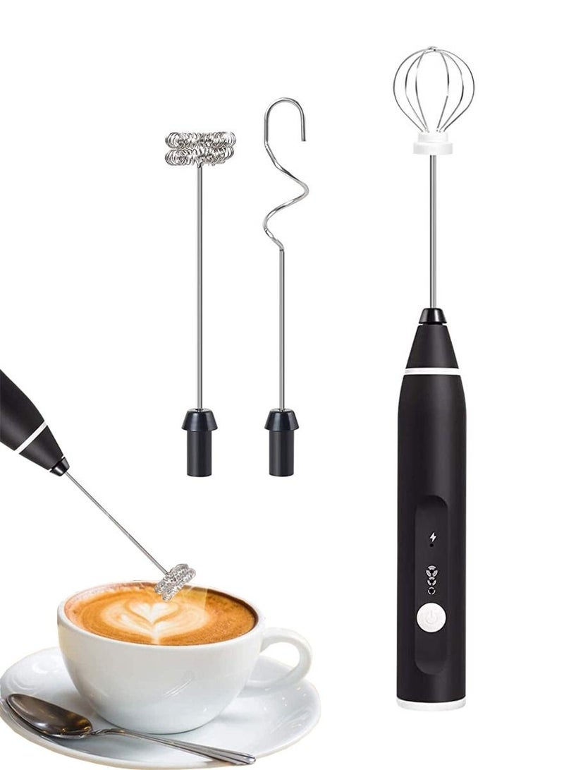 QUTOOB Rechargeable Milk Frothers Electric Blender for Cappuccino, Latte, Hot Chocolate, Coffee, Cream Multifunctional Handheld Mixer With 3 Speeds And Stirrer For Coffee, Drink Mixer, Egg Beater, Foam Maker - Image 1