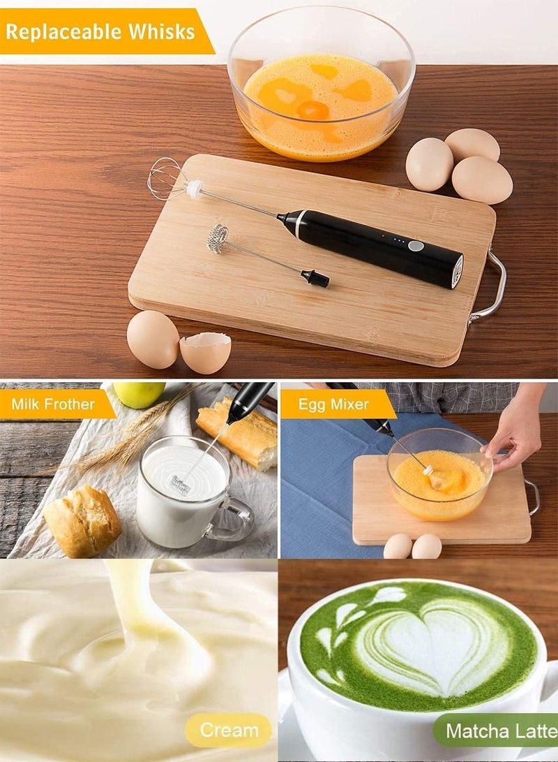QUTOOB Rechargeable Milk Frothers Electric Blender for Cappuccino, Latte, Hot Chocolate, Coffee, Cream Multifunctional Handheld Mixer With 3 Speeds And Stirrer For Coffee, Drink Mixer, Egg Beater, Foam Maker - Image 2