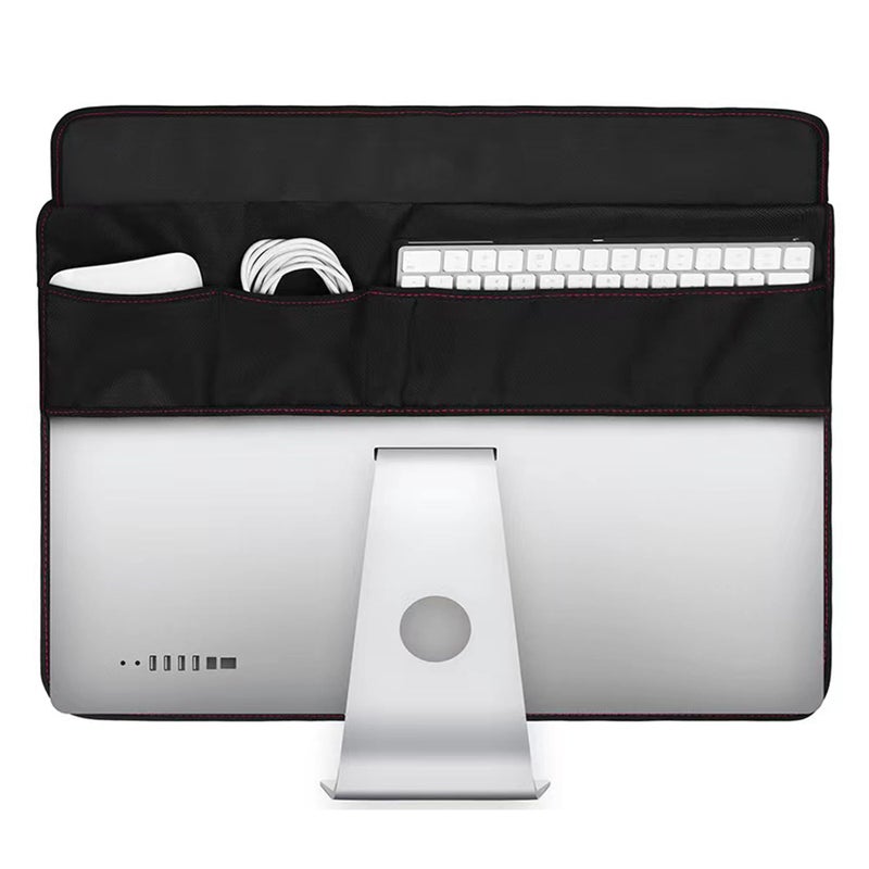 ALHBEJT Monitor Dust Cover for iMac 27 inch PU Leather AntiStatic Dustproof Protective Cover for LCDLEDHD Panel Case Computer Sleeve Monitor Dust Cover with Rear PocketBlack 27inch - Image 2