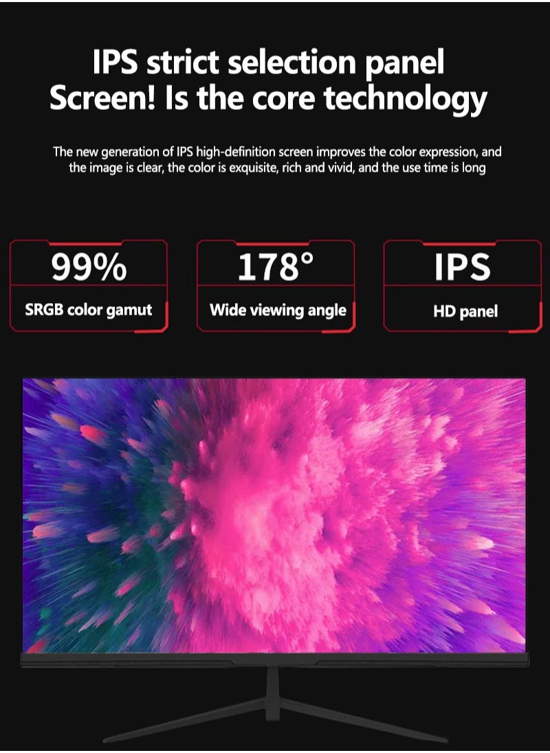 فلاشهوك - شاشة مسطحة IPS مقاس 23.8 بوصة مع شاشة عرض عالية الدقة (1920 × 1080) ومعدل تحديث 75 هرتز ومخرج HDMI VGA للمكتب والمنزل باللون الأسود - Image 1