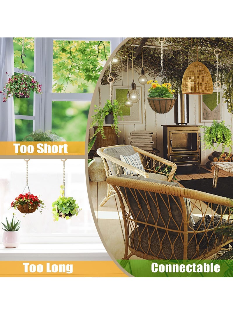 Excefore 6 Pack Macrame Plant Hanger Extenders - Handmade Wooden Ring Connectable Rope for Long Plant Hanging Baskets - Indoor/Outdoor Home Decor  - Image 4