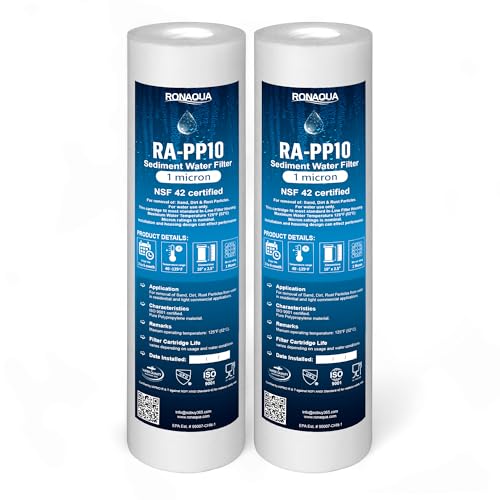 Ronaqua 1 Micron Sediment Water Filter Cartridge 10"x2.5", NSF Certified, 4-Layer Filtration for any 10-inch RO Units & Whole House Systems, Compatible with Culligan P5, AP110, WHKF-GD05, 2 Pack - Image 1