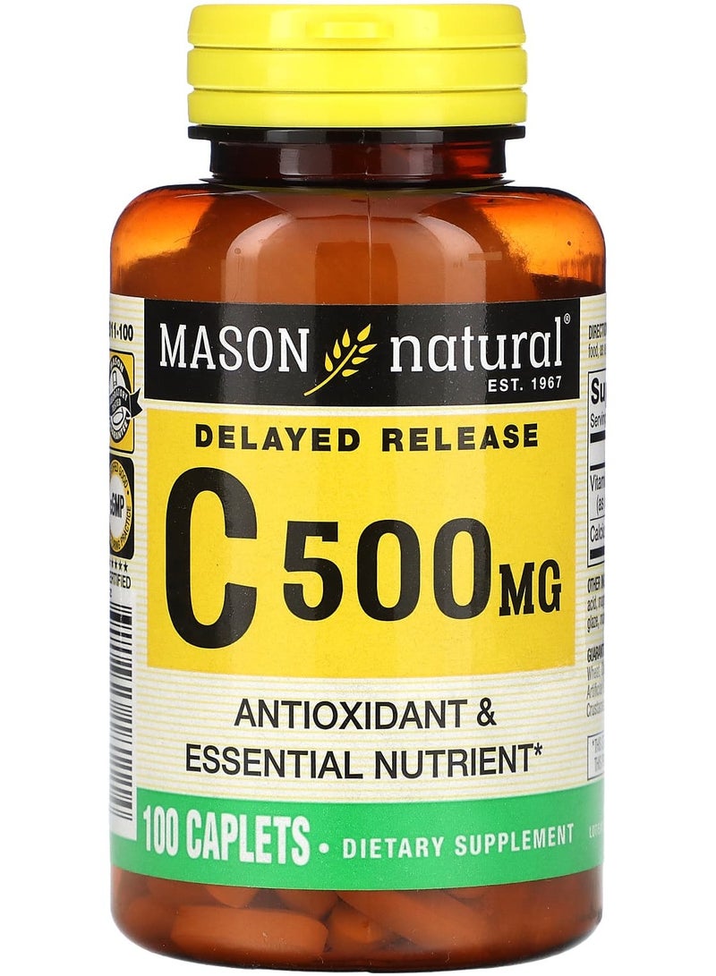 Mason Natural Vitamin C, Delayed Release, 500 mg, 100 Caplets