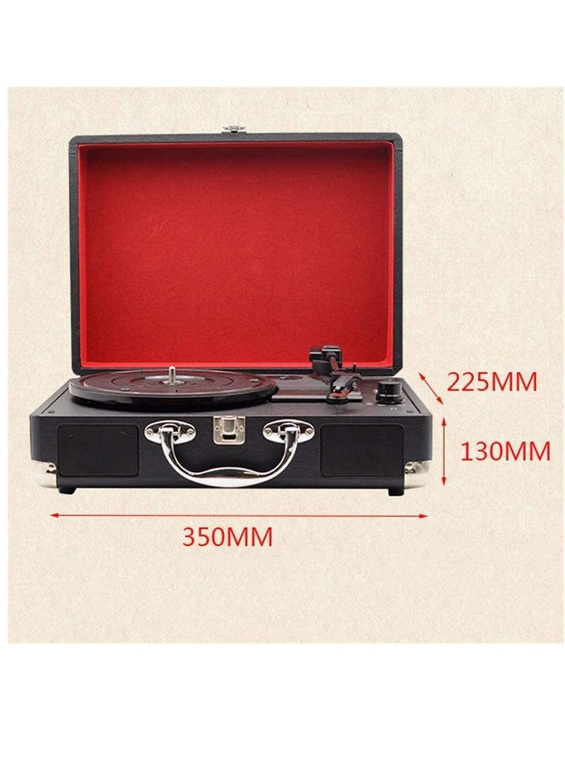 Bluetooth Portable Suitcase Record Player,Vinyl Record Player Turntable with Built-in Bluetooth Receiver,2 Stereo Speakers,3 Speed 3 Size Belt Driven Vintage Player for Entertainment AUX in RCA Out - Image 2