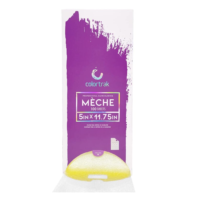 Colortrak Professional Reusable Hair Coloring Meche Sheets Improves Color Saturation Ideal for Bold Fantasy Hair Color Transparent Sheets Can Be Reused PreCut 5 x 12 inches 100 Sheets Per Pack