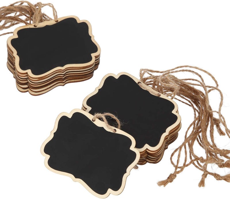 BOAO Wooden Mini Chalkboard Signs Chalkboard Hanging Labels, Ideal Price Tags, Message Boards, Black(12) - Image 1
