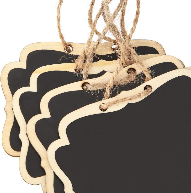 BOAO Wooden Mini Chalkboard Signs Chalkboard Hanging Labels, Ideal Price Tags, Message Boards, Black(12) - Image 5