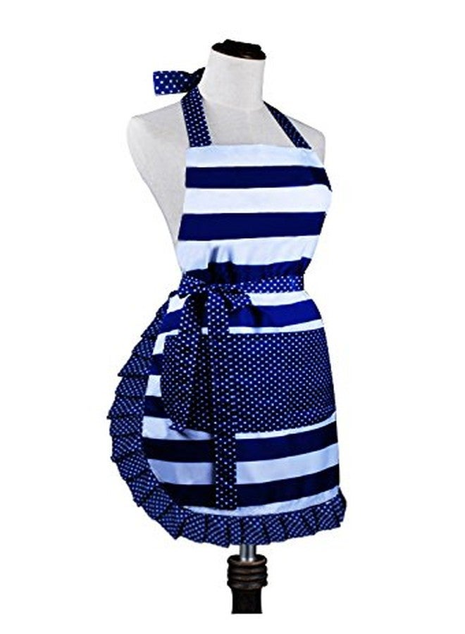 Love Potato Lovely Lady's Kitchen Fashion Cooking Baking Kitchen Aprons with Pockets for Mother's Day Gift, Plus Size Apron (31 x 28 Inches) Blue,white - Image 1