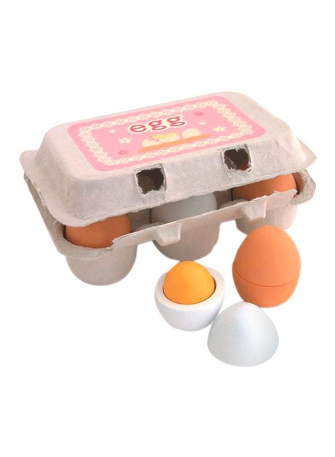 Loquat 6-Piece Wooden Egg Pretend Play Game 10x10x10centimeter - Image 1