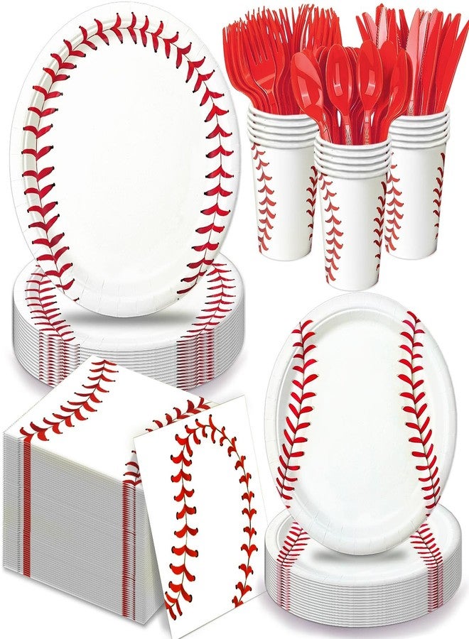 Oigco 140 PCS Baseball Birthday Decorations, Baseball Party Supplies Includes Plates, Napkins, Cups, Cutlery for Baseball Party Decorations, Serve 20 - Image 1