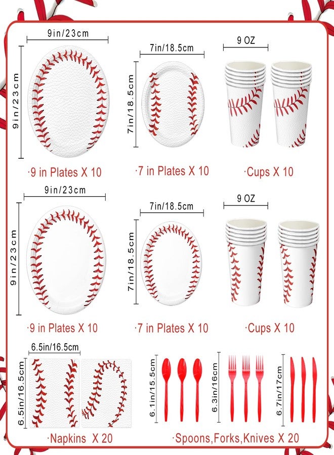 Oigco 140 PCS Baseball Birthday Decorations, Baseball Party Supplies Includes Plates, Napkins, Cups, Cutlery for Baseball Party Decorations, Serve 20 - Image 2