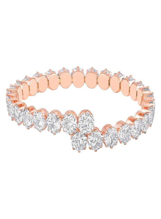 Mahi Rose Gold Plated Eternal Love Delightful Kada Bracelet with White Cubic Zirconia for women (BR1101015ZWhi) - Image 2