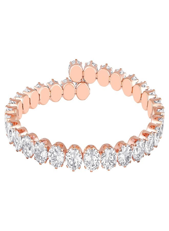 Mahi Rose Gold Plated Eternal Love Delightful Kada Bracelet with White Cubic Zirconia for women (BR1101015ZWhi) - Image 4