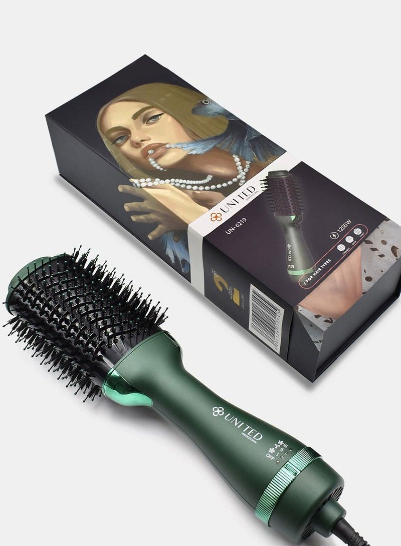 فرشاة استشوار وتصفيف الشعر بالايونات أخضر UN-6219 - يونايتد بروفيشنال