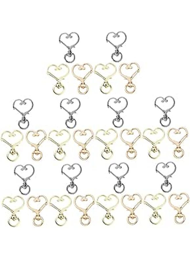 30 Pcs DIY Keychain Kit With Charms And Clips For Crafts Silver Color - Image 1
