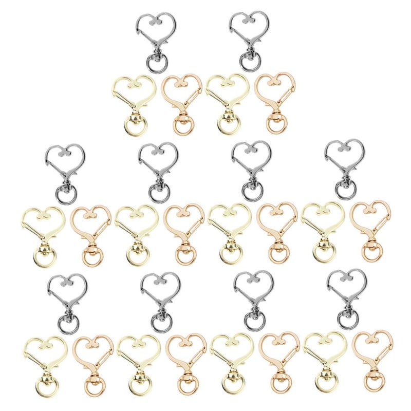 30 Pcs DIY Keychain Kit With Charms And Clips For Crafts Silver Color - Image 2