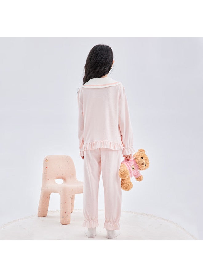 Deesha Girls' A-class Cotton Cardigan Pajama Set, 60s High-count High-density, Sweet Long Sleeve Homewear For Spring And Autumn - Image 2