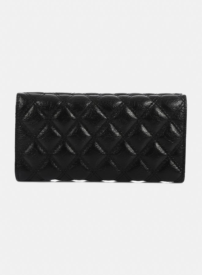 DejaVu Lock Closure Quilted Wallet - Black - Image 3