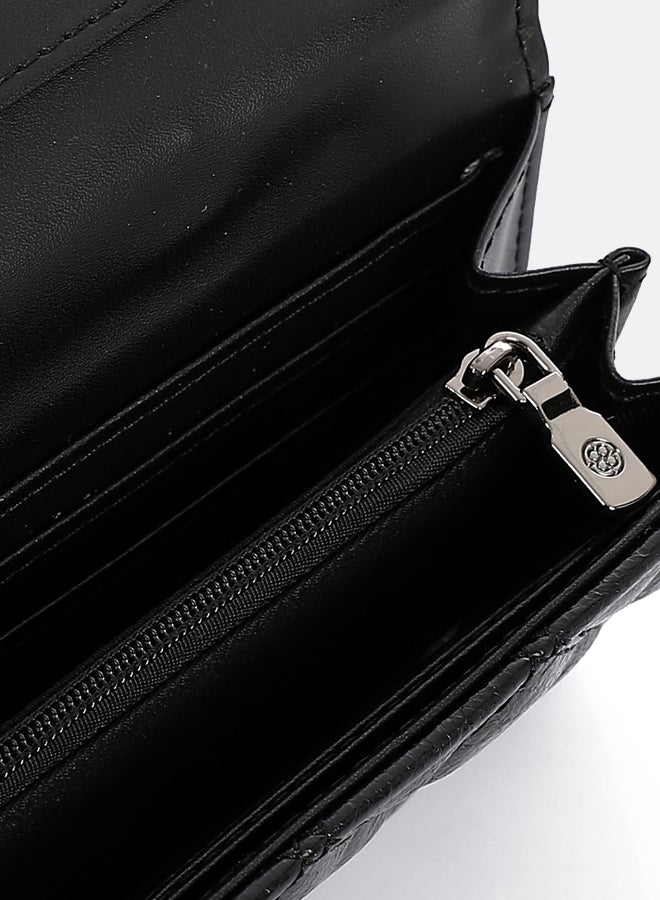 DejaVu Lock Closure Quilted Wallet - Black - Image 4