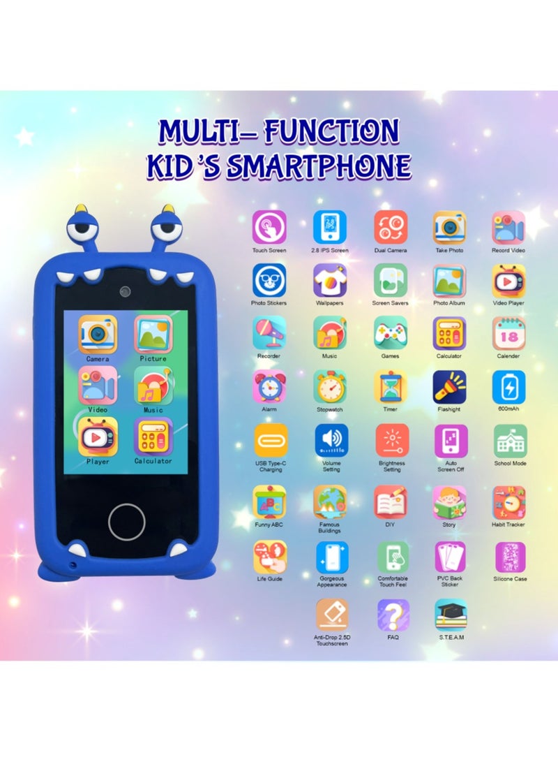 ESSEN Kids Smart Phone Toys for Boys Ages 3-8 Toddler Play Travel Toys with Dual Camera Educational Learning Games Puzzles MP3 Music Player Birthday Gifts for Kids Boys 3 4 5 6 7 8 Year Old - Image 2
