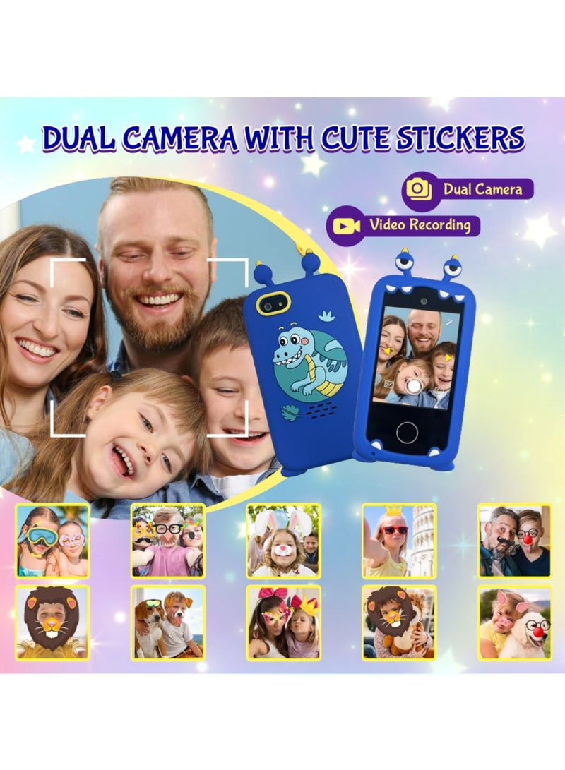 ESSEN Kids Smart Phone Toys for Boys Ages 3-8 Toddler Play Travel Toys with Dual Camera Educational Learning Games Puzzles MP3 Music Player Birthday Gifts for Kids Boys 3 4 5 6 7 8 Year Old - Image 3