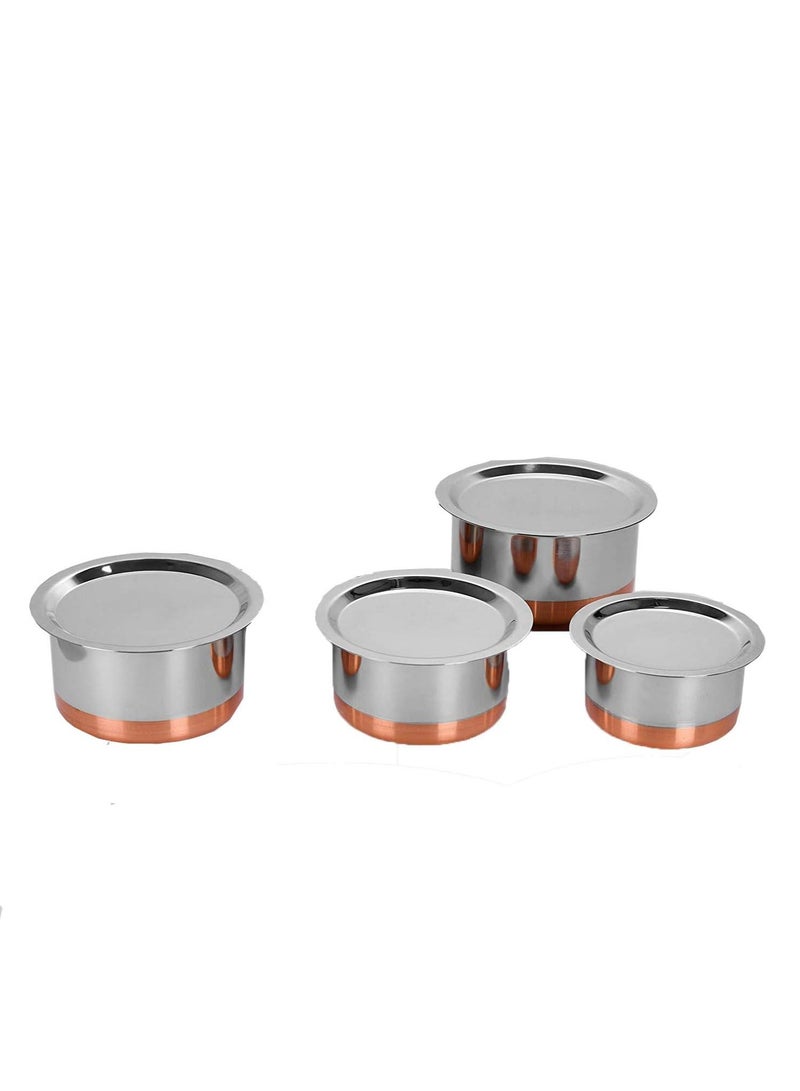 Ayda طقم أواني طهي من 10 قطع بقاع نحاسي من الفولاذ المقاوم للصدأ سعة 1000 مل إلى 6000 مل - Image 2