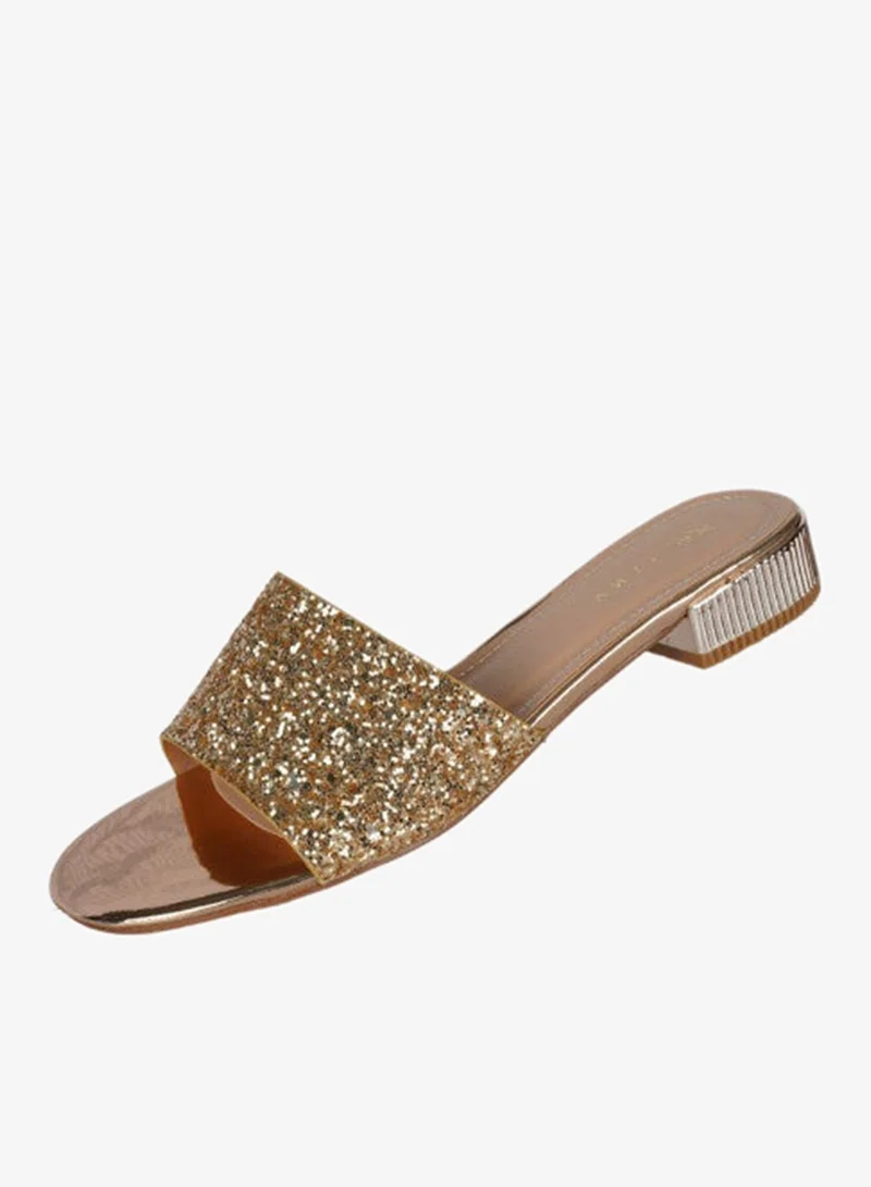 Zayna gold 221-44 Zayna Ladies  Round Toe  Sliders 10G95660-8 Gold for Women | Best Price UAE
