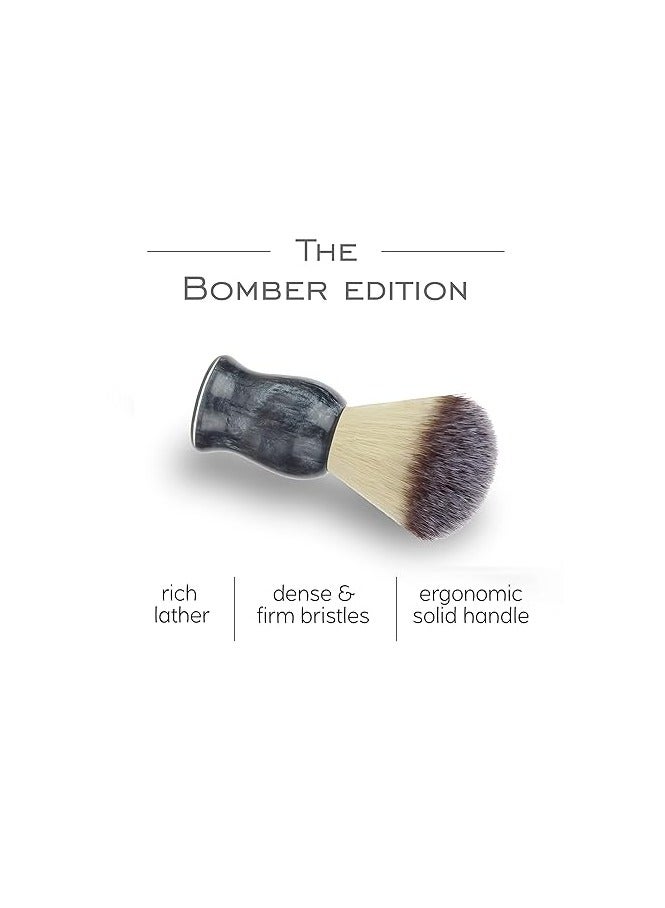 RUBAB MEN Luxuriously Soft Shaving Brush for Men |Bomber Edition| Experience Premium Cruelty-Free Bristles and Stylish Grey Bomber-Toned Ergonomic Handle for A Shave Like Never Before - Image 4