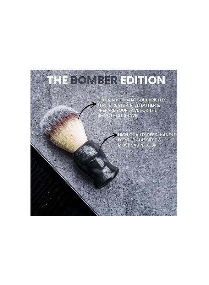 RUBAB MEN Luxuriously Soft Shaving Brush for Men |Bomber Edition| Experience Premium Cruelty-Free Bristles and Stylish Grey Bomber-Toned Ergonomic Handle for A Shave Like Never Before - Image 5