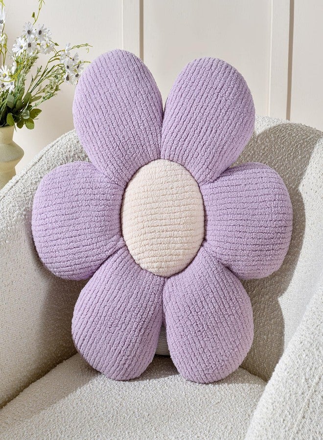 Sioloc Flower Pillow Flower Throw Pillow Aesthetic Floor Cushion Decorative Throw Pillow for Bed,Couch(Lavender,19.7") - Image 1