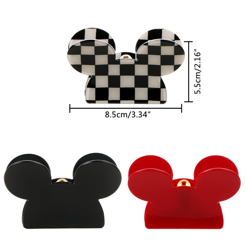 BENOSPACE Hair Clip, 3Pcs Mouse Head Acrylic Hair Claw Clips for Thin Medium Curly Hair, Non-slip Hair Catch Barrette, Strong Hold Jaw Clamp Women Fashion Hair Styling Accessories - Image 2