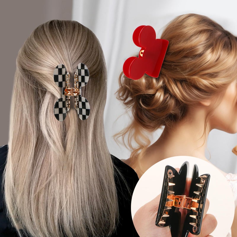 BENOSPACE Hair Clip, 3Pcs Mouse Head Acrylic Hair Claw Clips for Thin Medium Curly Hair, Non-slip Hair Catch Barrette, Strong Hold Jaw Clamp Women Fashion Hair Styling Accessories - Image 4