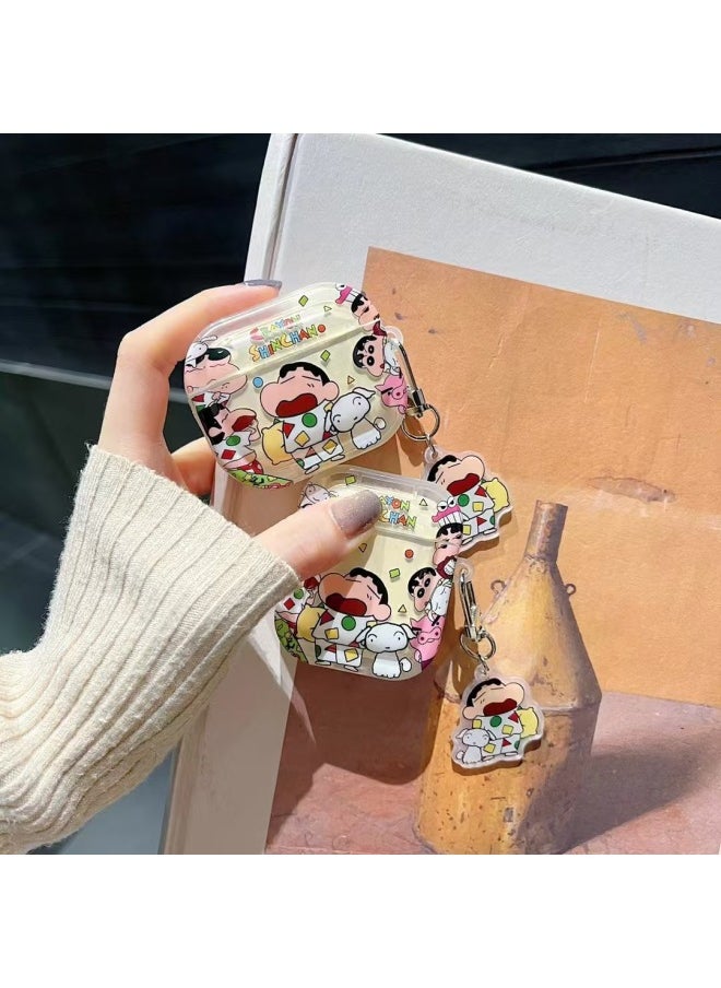 Generic - Cartoon Crayon Shin Applicable AirPods Pro Protective Shell 1/2 Bluetooth Headset AirPods4 Cute-Color:Pajamas Xiaoxin + Pendant-Model:Airpods1/2 Generation - Image 1