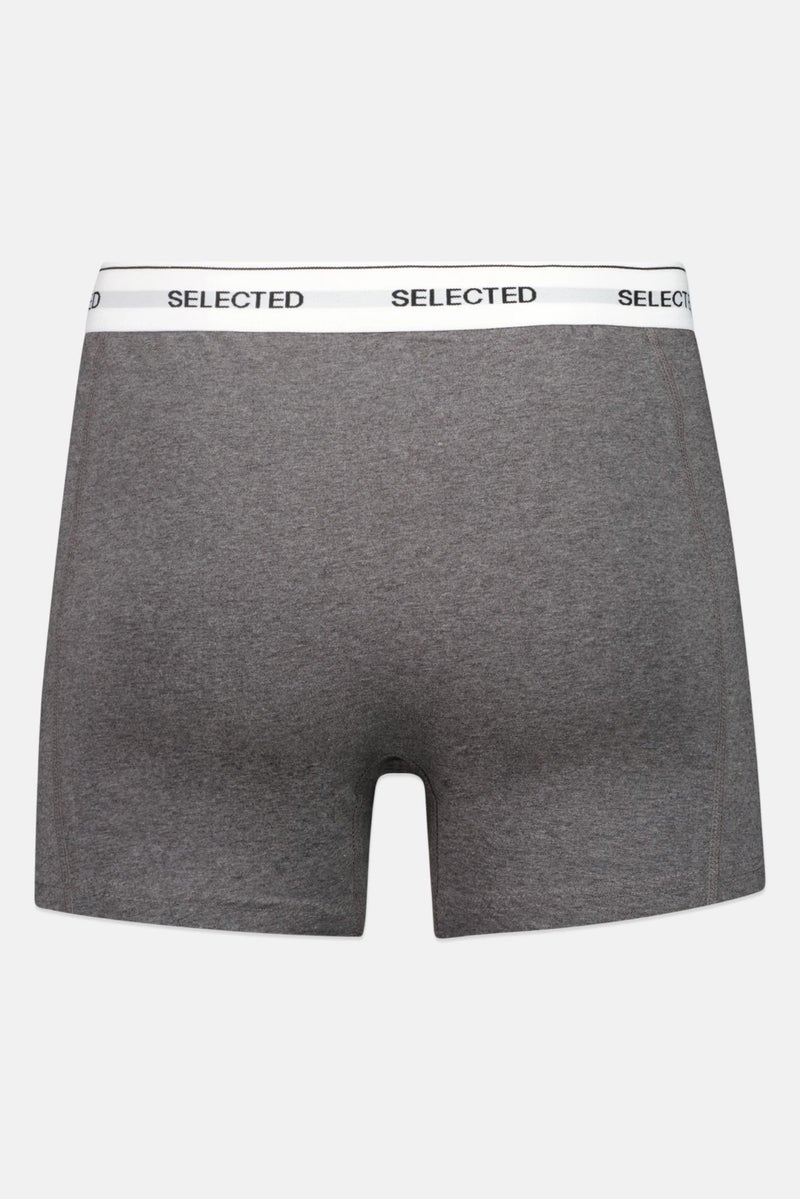 Selected Homme Men 3 Packs Brand Logo Trunks, Grey - Image 3