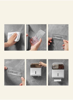 HaveDream Bathroom Tissue Box, Wall-Mounted High-Grade Waterproof Punch-Free tissue Box - Gray/White  - Image 3