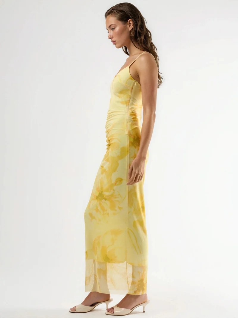 Busem BUSEM Floral Bodycon Midi Dress with Drape