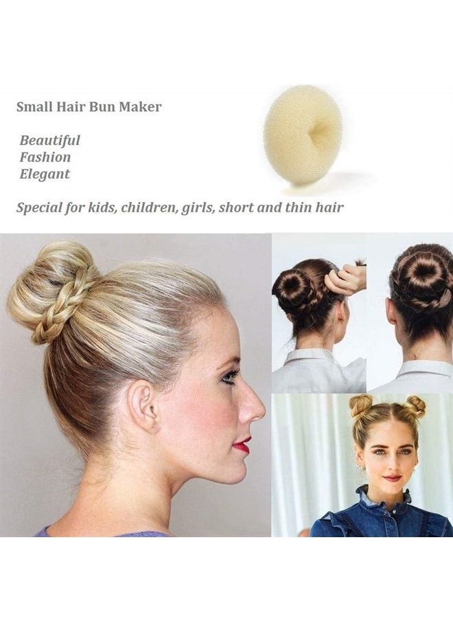 SQULIGT - Extra Small Hair Bun Maker for Kids, 6 PCS Chignon Hair Donut Sock Bun Form for Girls, Mini Hair Doughnut Shaper for Short and Thin Hair (Small Size 2 Inch, Beige) - Image 1