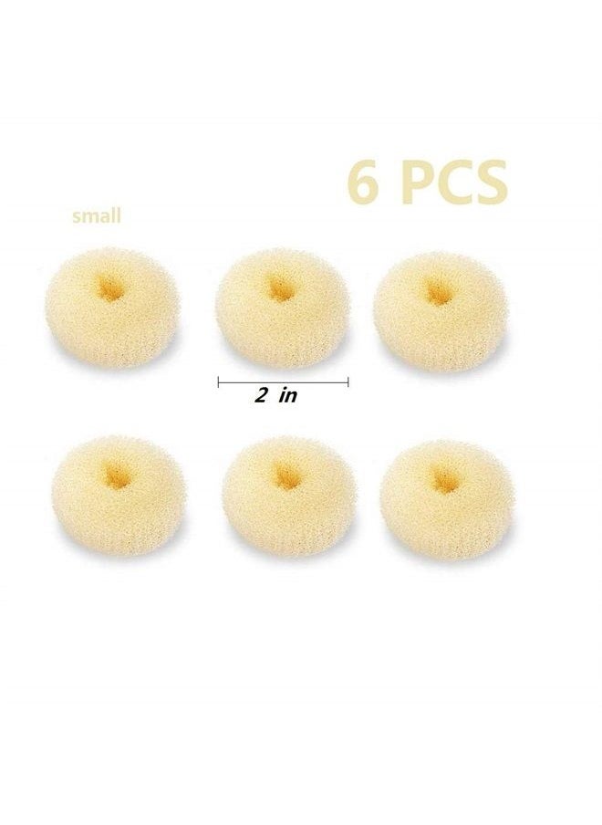 SQULIGT - Extra Small Hair Bun Maker for Kids, 6 PCS Chignon Hair Donut Sock Bun Form for Girls, Mini Hair Doughnut Shaper for Short and Thin Hair (Small Size 2 Inch, Beige) - Image 1