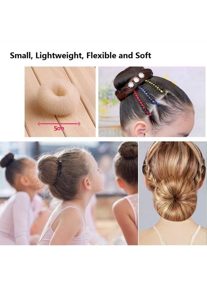 SQULIGT - Extra Small Hair Bun Maker for Kids, 6 PCS Chignon Hair Donut Sock Bun Form for Girls, Mini Hair Doughnut Shaper for Short and Thin Hair (Small Size 2 Inch, Beige) - Image 1