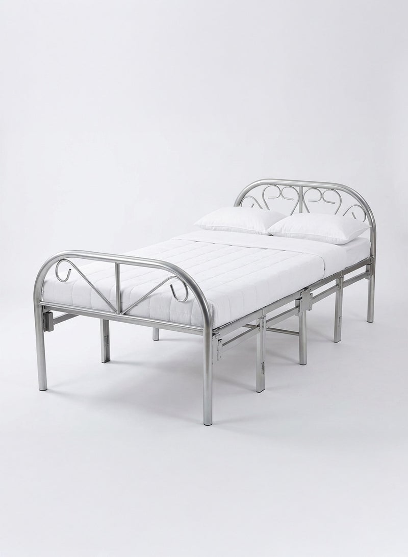 رينوفو سرير فردي قابل للطي، إطار معدني متين، مقاس 190*90 سم، إطار سرير محمول مع تركيب بدون أدوات، لون فضي من رينوفو - Image 5