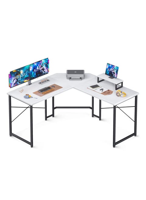L-Shaped Gaming Desk with Monitor Stand - Computer Desk for Home Office, Corner Desk Table, Sturdy Writing Workstation