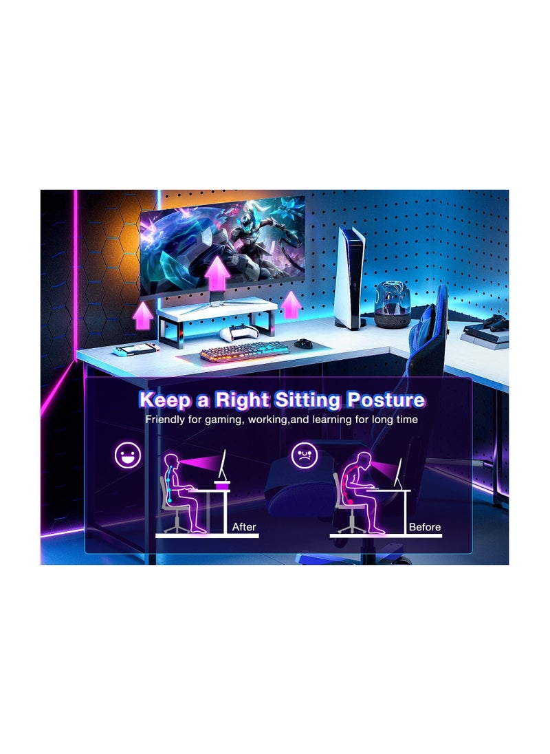 ACPLAY - L-Shaped Gaming Desk with Monitor Stand - Computer Desk for Home Office, Corner Desk Table, Sturdy Writing Workstation - Image 1