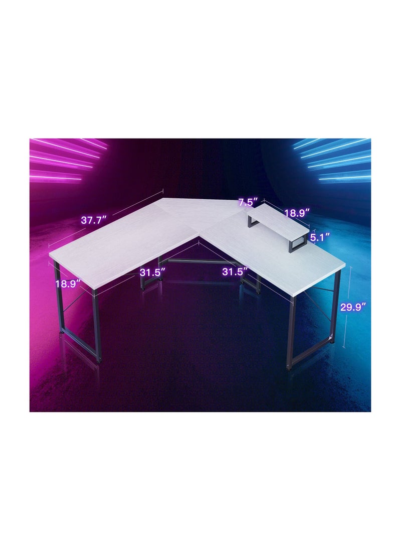 ACPLAY - L-Shaped Gaming Desk with Monitor Stand - Computer Desk for Home Office, Corner Desk Table, Sturdy Writing Workstation - Image 1