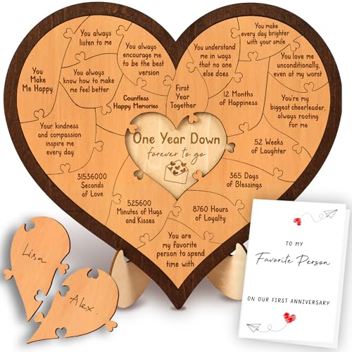 Stofinity 1 Year Anniversary Wood Gifts for Him Boyfriend - One Year Anniversary Wooden Gifts for Men, First Anniversary Wedding Gift for Husband Wife - Image 1